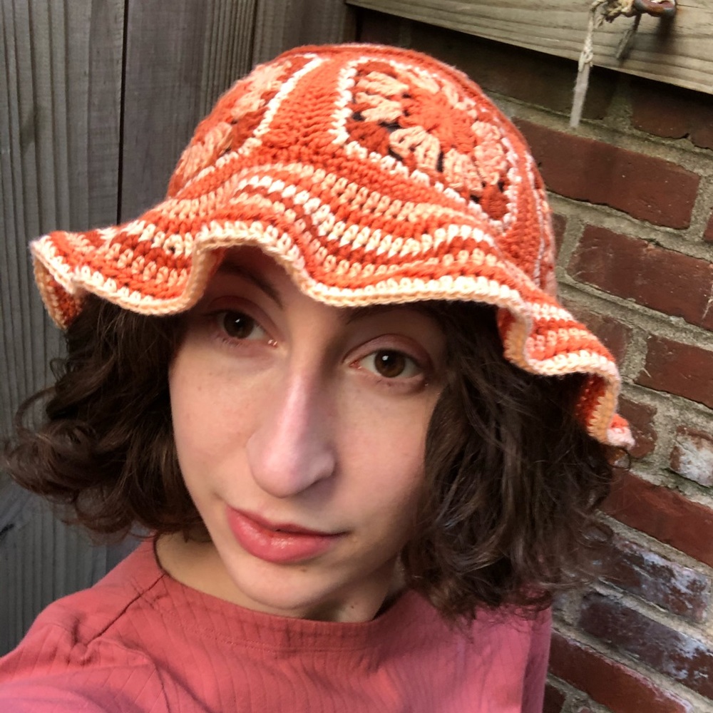Crochet floral springtime bucket hat handm…